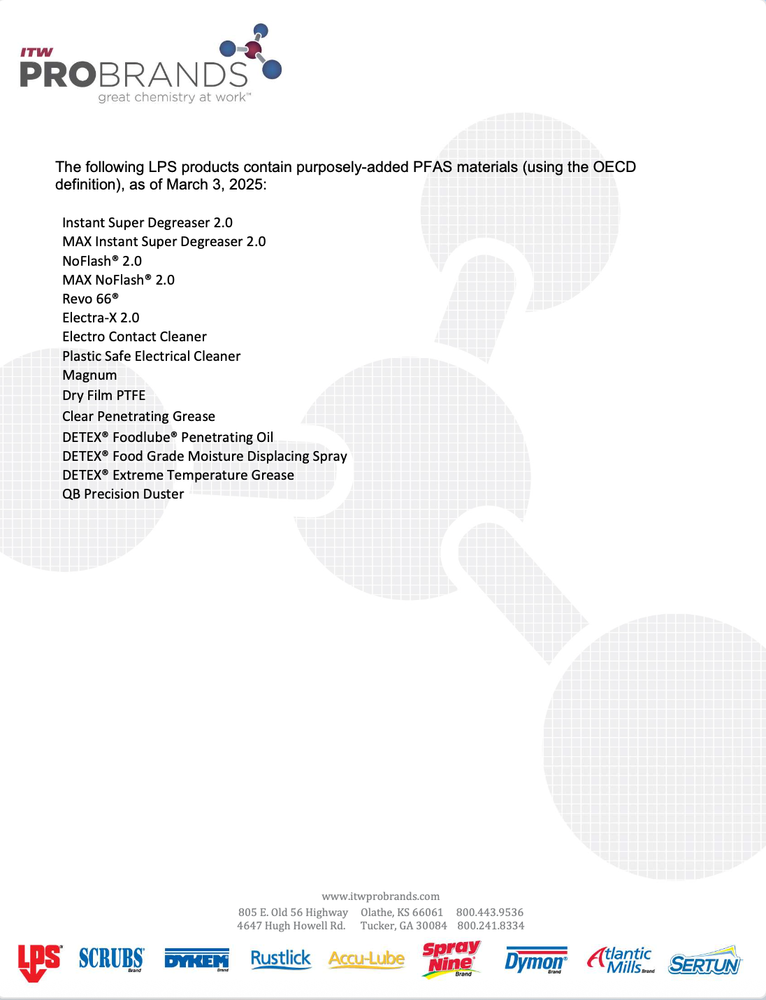 ITW Pro Brands PFAS Letter - LPS